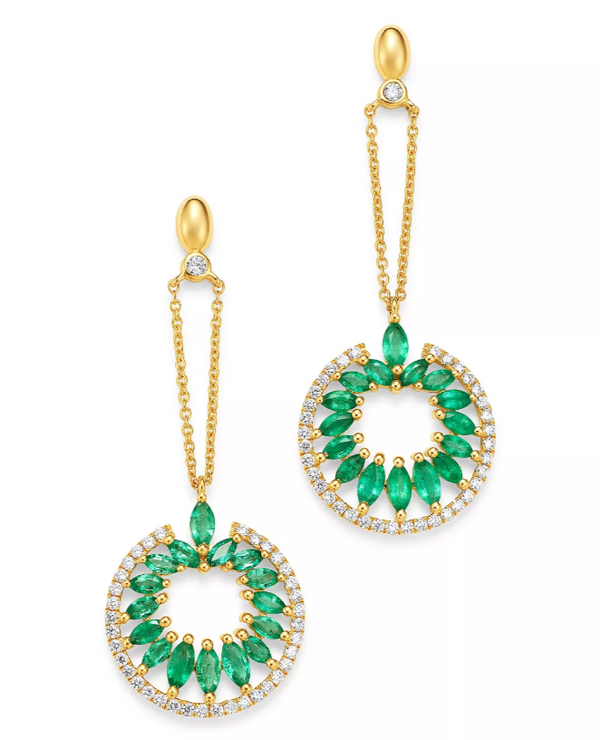 Diamond & Marquis Emerald Earrings