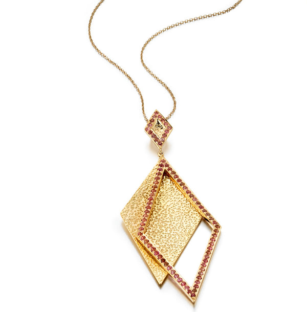 Shimmer Pink Tourmaline Pendant Necklace