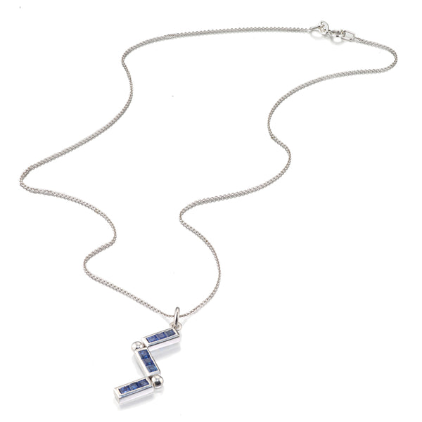 Blue Sapphire Zig Zag Necklace