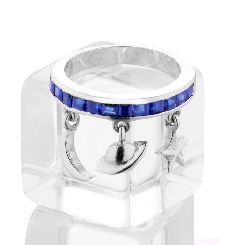 Blue Sapphire Pinky Glaxay Ring