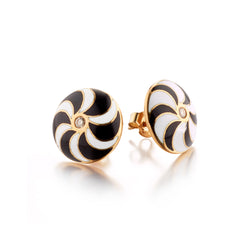 Diamond Kaleidoscope Black & White Swirl Earrings