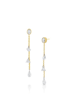 Oval and Mixed Diamond Dangle Earrings