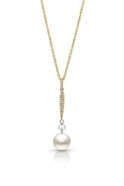 Diamonds and Akoya Cultured Pearl Drop Necklace
