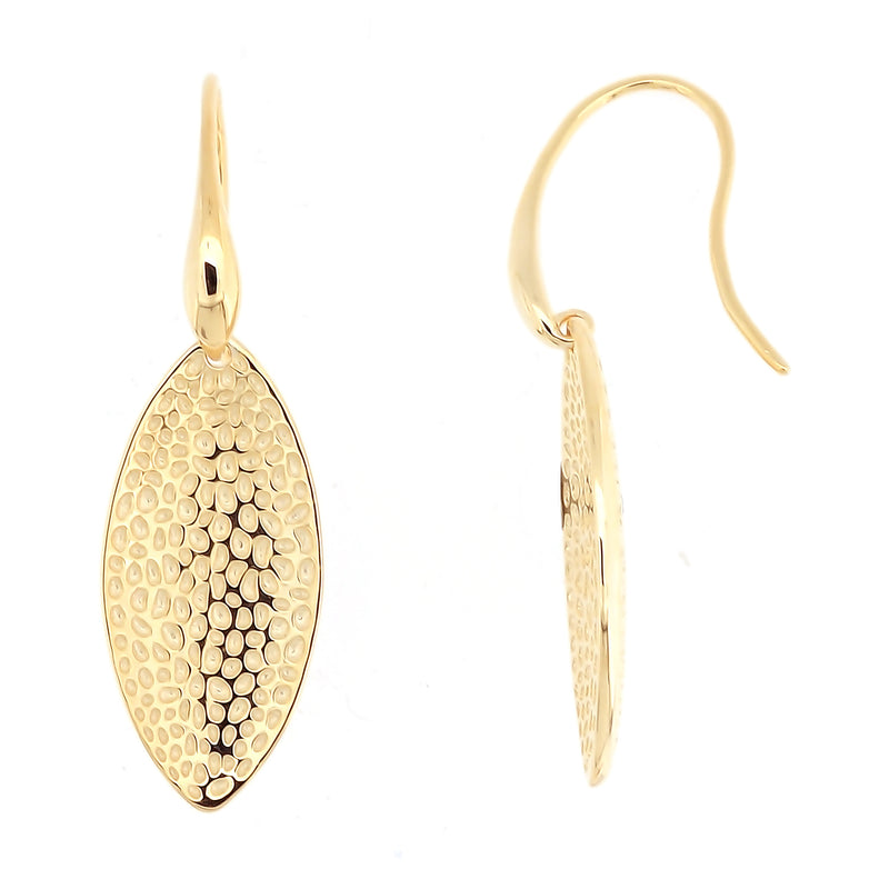 Hammered lotus petal earrings, sterling silver gold plated jewelry