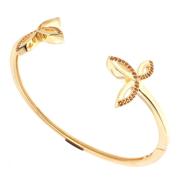 Citrine petal lotus bracelet, sterling silver gold plated jewelry